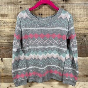 Carter’s Gray Pastel Argyle Diamonds Girls (6) Sweater Long Sleeve Warm Knit Top